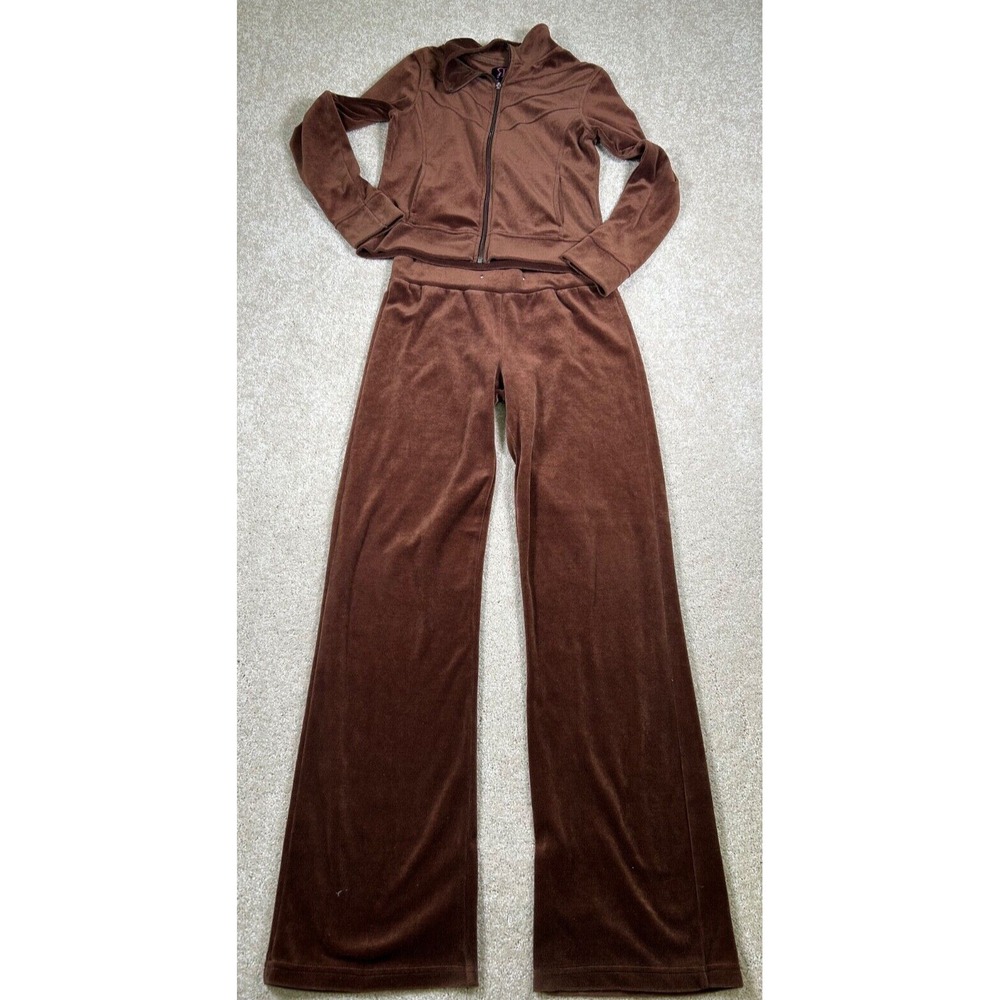 Vintage ROK Womens Size S Brown Track Suit Velour Y2K READ Athleisure Cozy Bratz